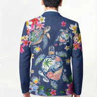 Hawaiian Turtles and Tropical Plants Blazer Blue Watercolor LT03 - Polynesian Pride