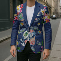 Hawaiian Turtles and Tropical Plants Blazer Blue Watercolor LT03 - Polynesian Pride