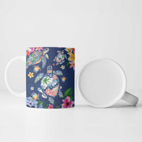 Hawaiian Turtles and Tropical Plants Ceramic Mug Blue Watercolor LT03 - Polynesian Pride