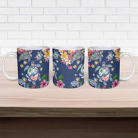Hawaiian Turtles and Tropical Plants Ceramic Mug Blue Watercolor LT03 - Polynesian Pride