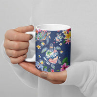 Hawaiian Turtles and Tropical Plants Ceramic Mug Blue Watercolor LT03 - Polynesian Pride