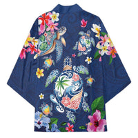 Hawaiian Turtles and Tropical Plants Kimono Blue Watercolor LT03 - Polynesian Pride
