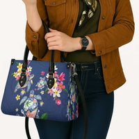 Hawaiian Turtles and Tropical Plants Leather Bag Blue Watercolor LT03 - Polynesian Pride