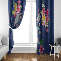 Hawaiian Turtles and Tropical Plants Window Curtain Blue Watercolor LT03 - Polynesian Pride