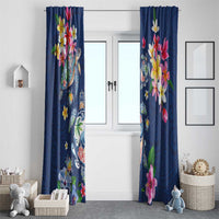 Hawaiian Turtles and Tropical Plants Window Curtain Blue Watercolor LT03 - Polynesian Pride