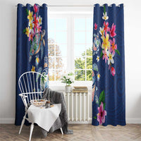 Hawaiian Turtles and Tropical Plants Window Curtain Blue Watercolor LT03 - Polynesian Pride