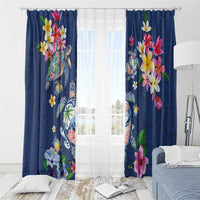 Hawaiian Turtles and Tropical Plants Window Curtain Blue Watercolor LT03 - Polynesian Pride