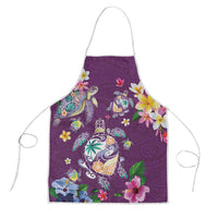 Hawaiian Turtles and Tropical Plants Apron Purple Watercolor LT03 Purple - Polynesian Pride