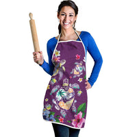 Hawaiian Turtles and Tropical Plants Apron Purple Watercolor LT03 - Polynesian Pride