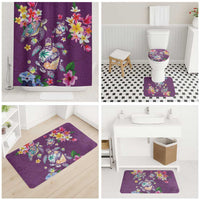 Hawaiian Turtles and Tropical Plants Bathroom Set Purple Watercolor LT03 - Polynesian Pride
