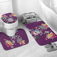 Hawaiian Turtles and Tropical Plants Bathroom Set Purple Watercolor LT03 Mat Set Only (3 pcs) One Size Purple - Polynesian Pride