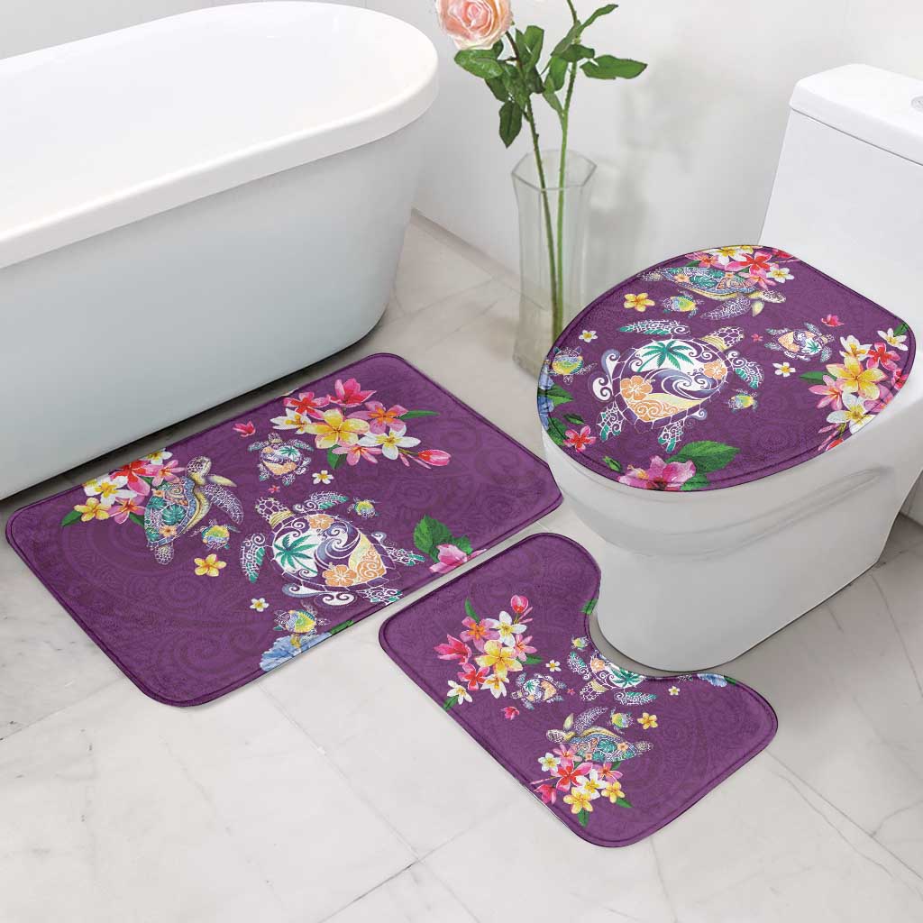 Hawaiian Turtles and Tropical Plants Bathroom Set Purple Watercolor LT03 - Polynesian Pride