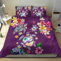 Hawaiian Turtles and Tropical Plants Bedding Set Purple Watercolor LT03 - Polynesian Pride