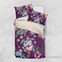 Hawaiian Turtles and Tropical Plants Bedding Set Purple Watercolor LT03 US Twin 172cm x 218cm Purple - Polynesian Pride