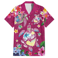 Hawaiian Turtles and Tropical Plants Hawaiian Shirt Pink Watercolor LT03 Pink - Polynesian Pride