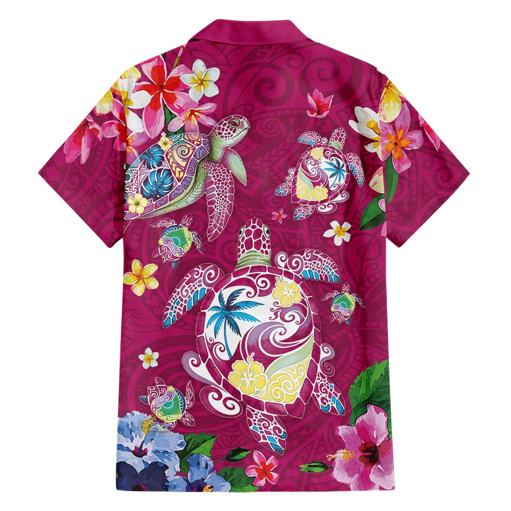 Hawaiian Turtles and Tropical Plants Hawaiian Shirt Pink Watercolor LT03 - Polynesian Pride