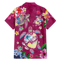 Hawaiian Turtles and Tropical Plants Hawaiian Shirt Pink Watercolor LT03 - Polynesian Pride