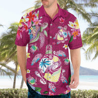 Hawaiian Turtles and Tropical Plants Hawaiian Shirt Pink Watercolor LT03 - Polynesian Pride
