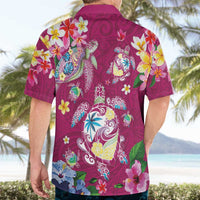 Hawaiian Turtles and Tropical Plants Hawaiian Shirt Pink Watercolor LT03 - Polynesian Pride