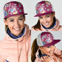 Hawaiian Turtles and Tropical Plants Mesh Trucker Cap Pink Watercolor LT03 - Polynesian Pride