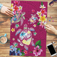Hawaiian Turtles and Tropical Plants Puzzle Pink Watercolor LT03 Pink - Polynesian Pride