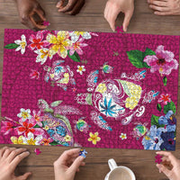 Hawaiian Turtles and Tropical Plants Puzzle Pink Watercolor LT03 - Polynesian Pride