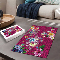 Hawaiian Turtles and Tropical Plants Puzzle Pink Watercolor LT03 - Polynesian Pride