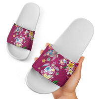 Hawaiian Turtles and Tropical Plants Slide Sandals Pink Watercolor LT03 - Polynesian Pride