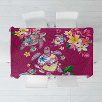 Hawaiian Turtles and Tropical Plants Tablecloth Pink Watercolor LT03 Pink - Polynesian Pride