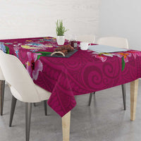 Hawaiian Turtles and Tropical Plants Tablecloth Pink Watercolor LT03 - Polynesian Pride