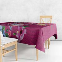 Hawaiian Turtles and Tropical Plants Tablecloth Pink Watercolor LT03 - Polynesian Pride