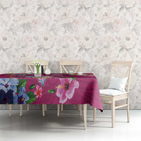 Hawaiian Turtles and Tropical Plants Tablecloth Pink Watercolor LT03 - Polynesian Pride