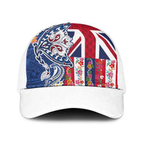 Hawaiian Manta Ray Baseball Net Cap with Hawaii Flag and Flowers LT03 One Size White Multicolor - Polynesian Pride