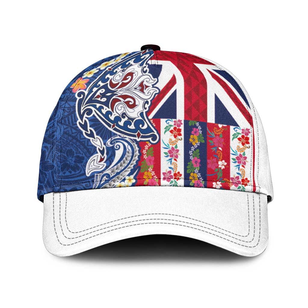 Hawaiian Manta Ray Classic Cap with Hawaii Flag and Flowers LT03 Universal Fit Multicolor - Polynesian Pride