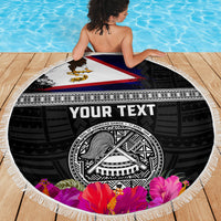 Personalized American Samoa Flag Day Beach Blanket Tanoa and Fue mix Hibiscus Flower Polynesian Pattern LT03 - Polynesian Pride