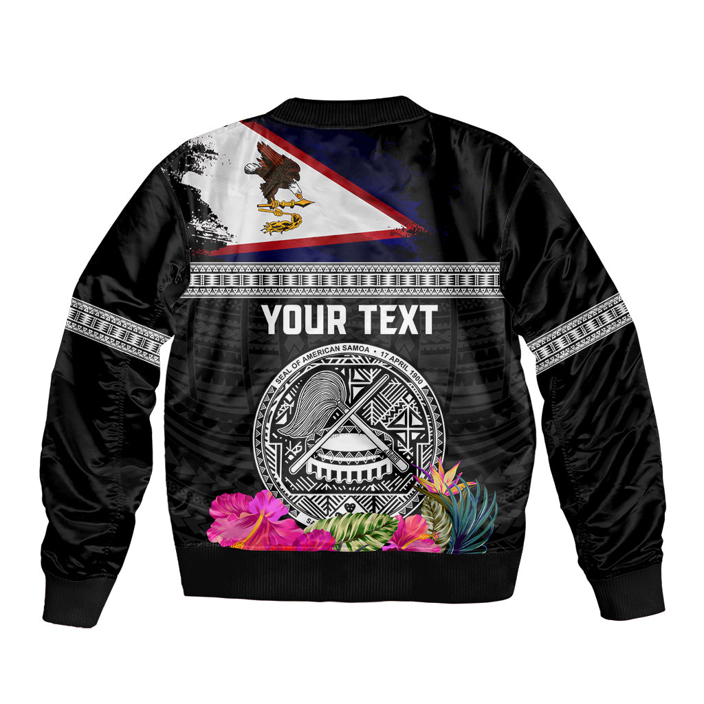 Personalized American Samoa Flag Day Bomber Jacket Tanoa and Fue mix Hibiscus Flower Polynesian Pattern LT03 - Polynesian Pride