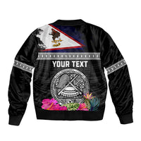 Personalized American Samoa Flag Day Bomber Jacket Tanoa and Fue mix Hibiscus Flower Polynesian Pattern LT03 - Polynesian Pride