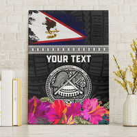 Personalized American Samoa Flag Day Canvas Wall Art Tanoa and Fue mix Hibiscus Flower Polynesian Pattern LT03 Without Frame Black - Polynesian Pride
