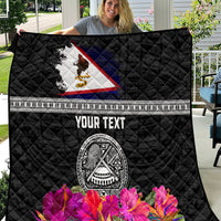 Personalized American Samoa Flag Day Quilt Tanoa and Fue mix Hibiscus Flower Polynesian Pattern LT03 Black - Polynesian Pride