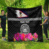 Personalized American Samoa Flag Day Quilt Tanoa and Fue mix Hibiscus Flower Polynesian Pattern LT03 - Polynesian Pride
