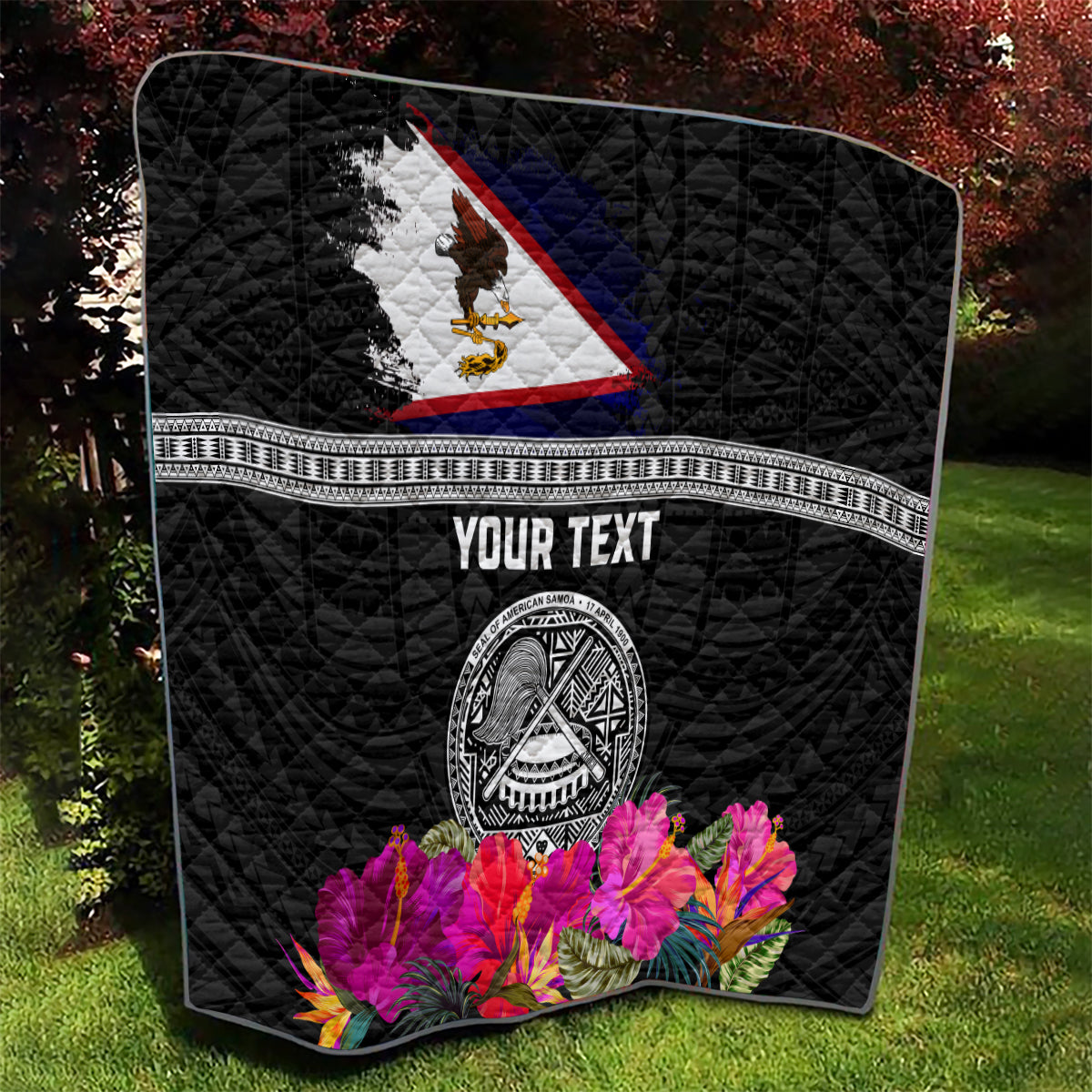 Personalized American Samoa Flag Day Quilt Tanoa and Fue mix Hibiscus Flower Polynesian Pattern LT03 - Polynesian Pride
