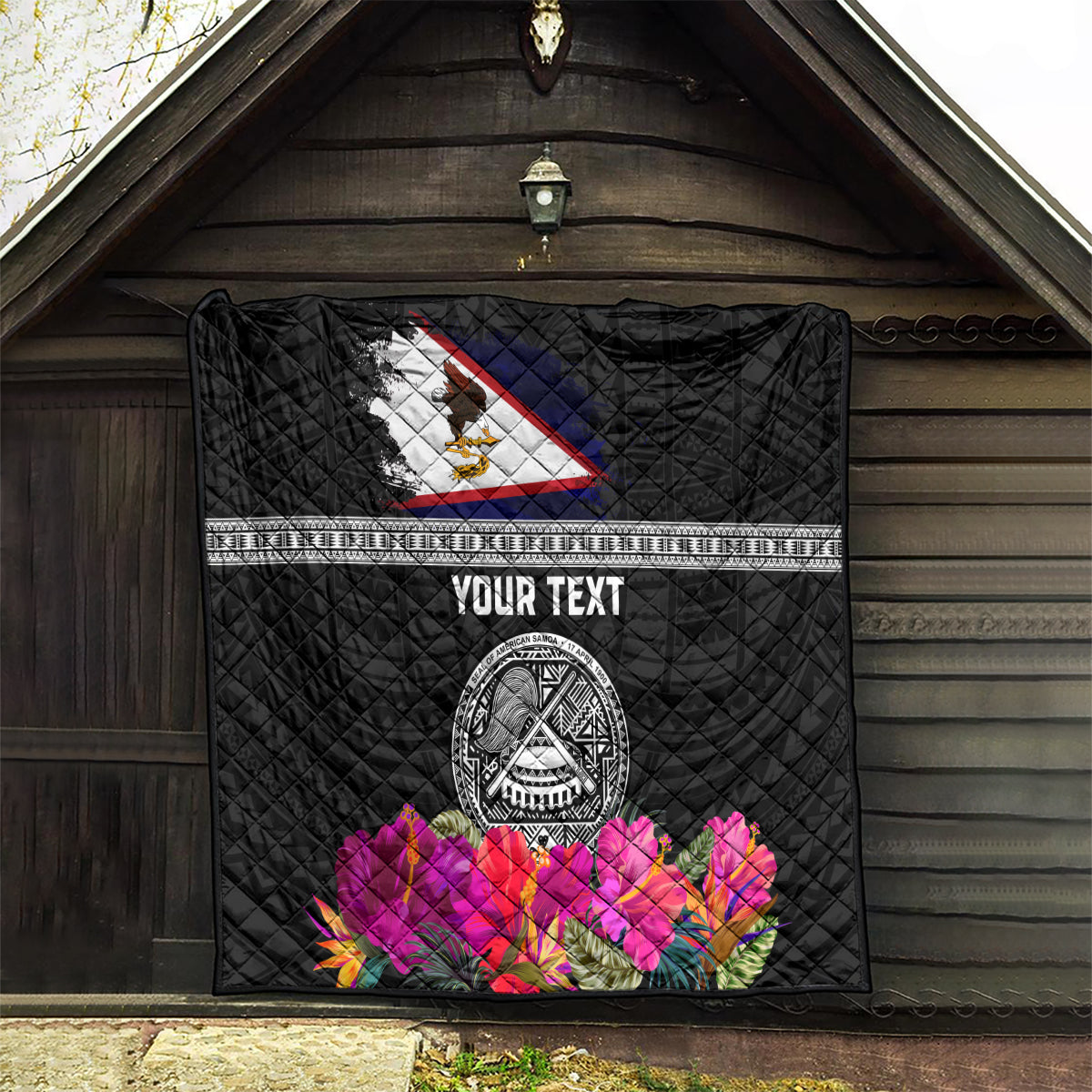 Personalized American Samoa Flag Day Quilt Tanoa and Fue mix Hibiscus Flower Polynesian Pattern LT03 - Polynesian Pride