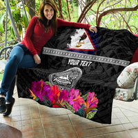 Personalized American Samoa Flag Day Quilt Tanoa and Fue mix Hibiscus Flower Polynesian Pattern LT03 - Polynesian Pride