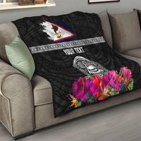 Personalized American Samoa Flag Day Quilt Tanoa and Fue mix Hibiscus Flower Polynesian Pattern LT03 - Polynesian Pride