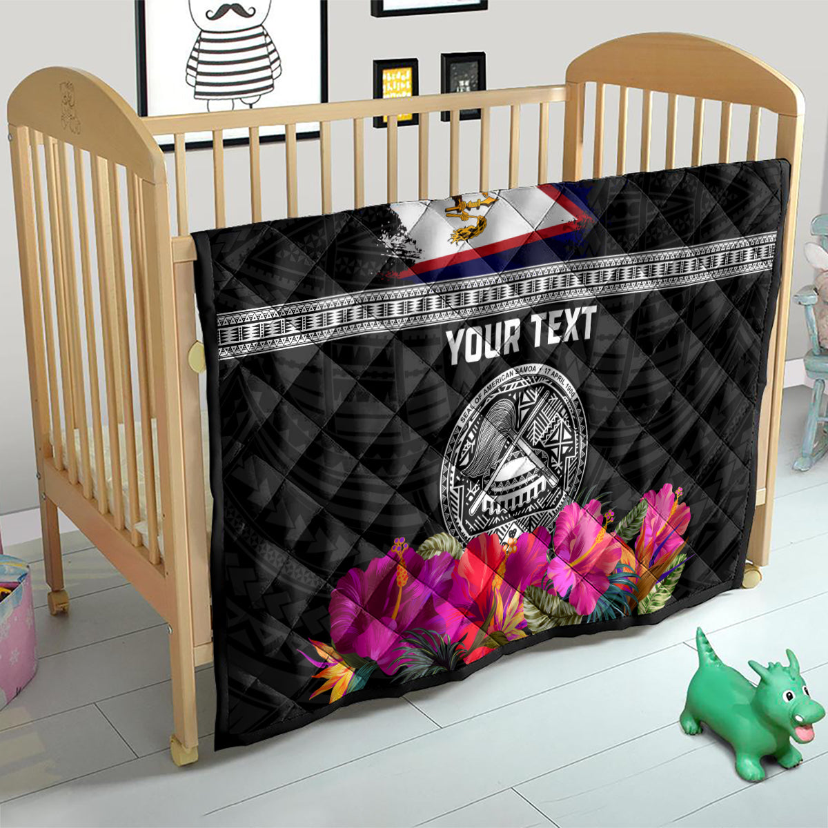 Personalized American Samoa Flag Day Quilt Tanoa and Fue mix Hibiscus Flower Polynesian Pattern LT03 - Polynesian Pride