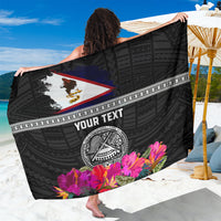 Personalized American Samoa Flag Day Sarong Tanoa and Fue mix Hibiscus Flower Polynesian Pattern LT03 One Size 44 x 66 inches Black - Polynesian Pride