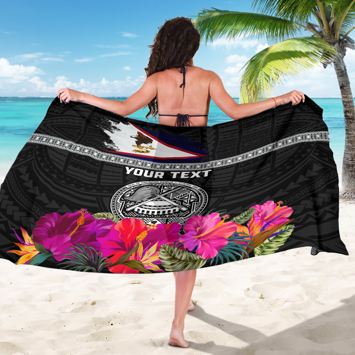 Personalized American Samoa Flag Day Sarong Tanoa and Fue mix Hibiscus Flower Polynesian Pattern LT03 - Polynesian Pride