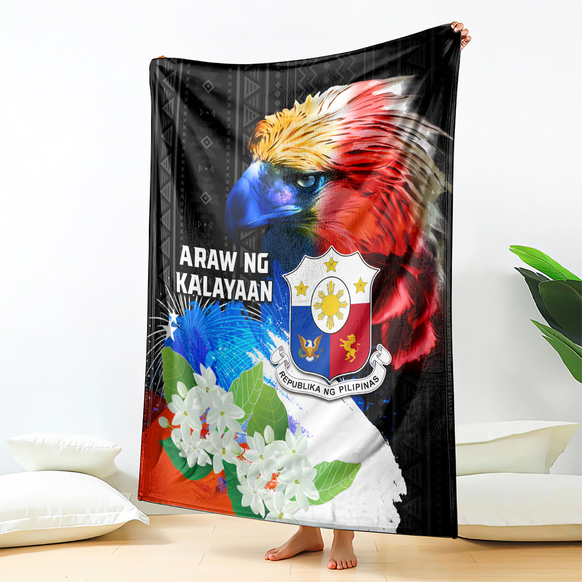 Philippines Independence Day Blanket Philippines Eagle and Sampaguita Jasmine Yakan Tribal LT03 - Polynesian Pride