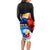 Philippines Independence Day Long Sleeve Bodycon Dress Philippines Eagle and Sampaguita Jasmine Yakan Tribal