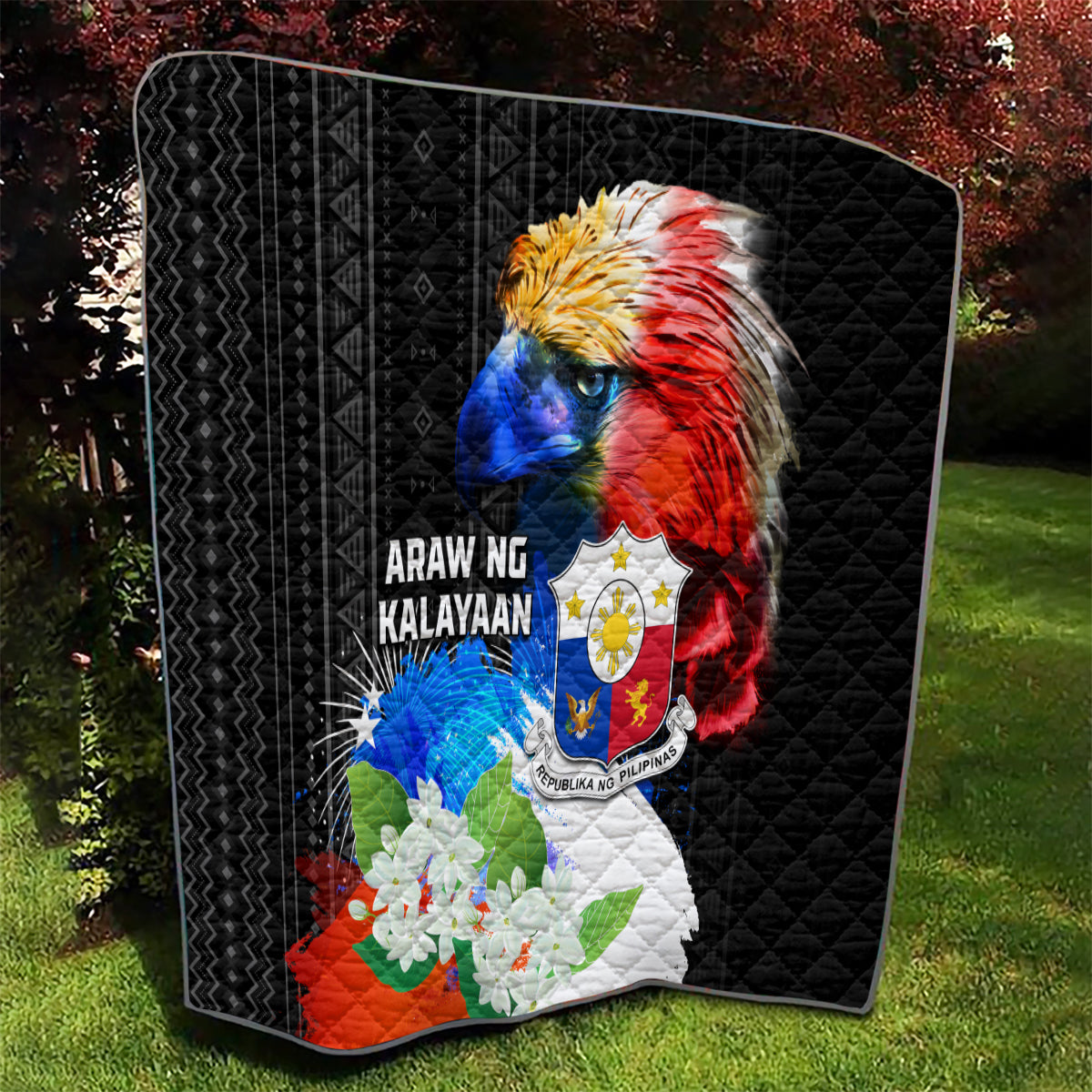Philippines Independence Day Quilt Philippines Eagle and Sampaguita Jasmine Yakan Tribal LT03 - Polynesian Pride